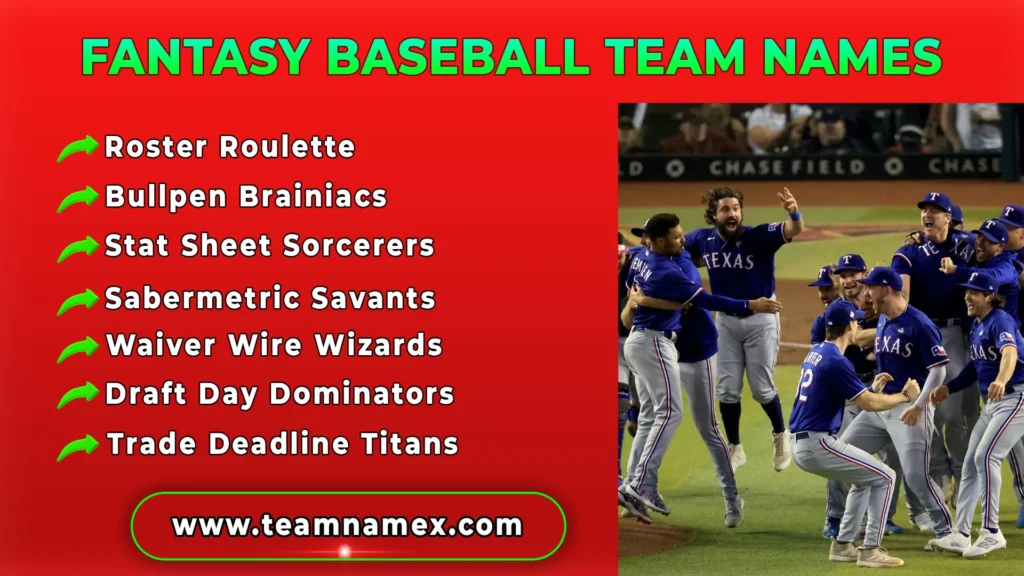 Fantasy Baseball Team Names f