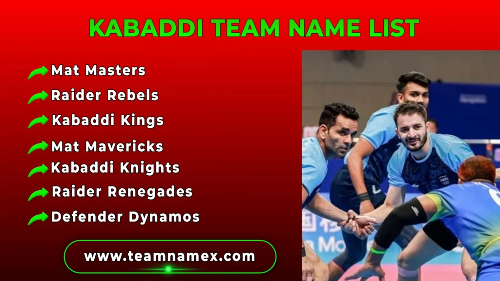 Kabaddi Team Name List