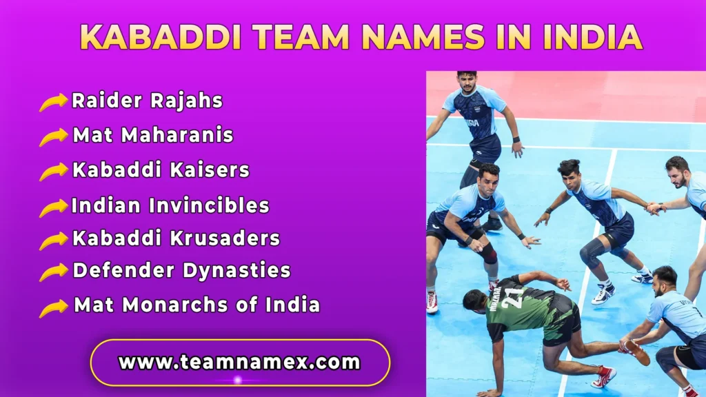 Kabaddi Team Names in India