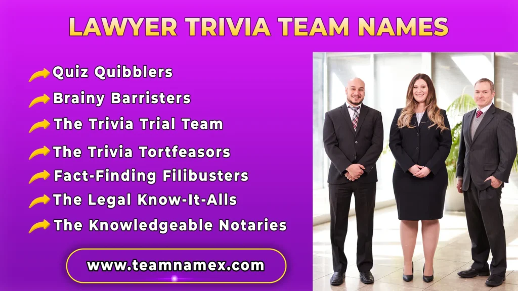 Lawyer Trivia Team Names