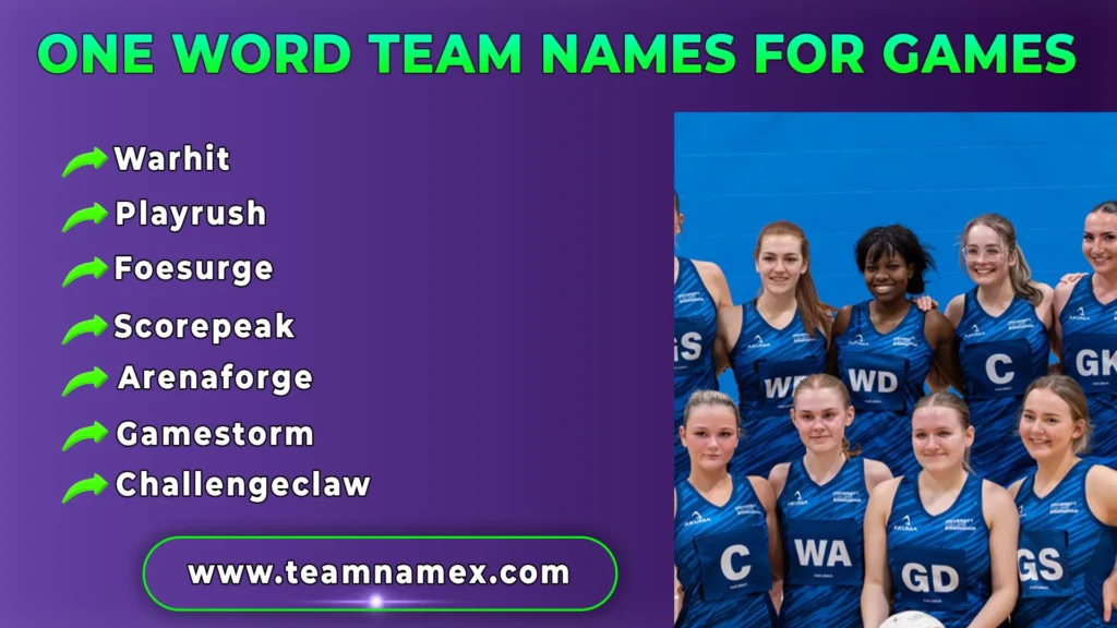 One Word Team Names for Games