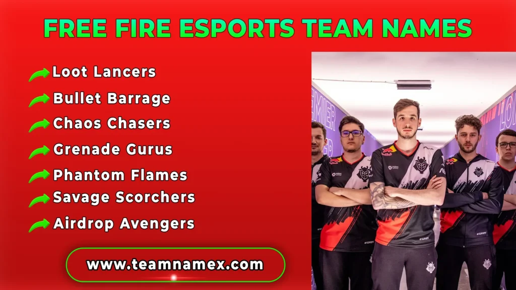 Free Fire Esports Team Names