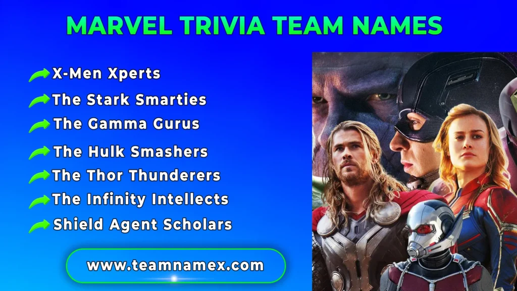 Marvel Trivia Team Names